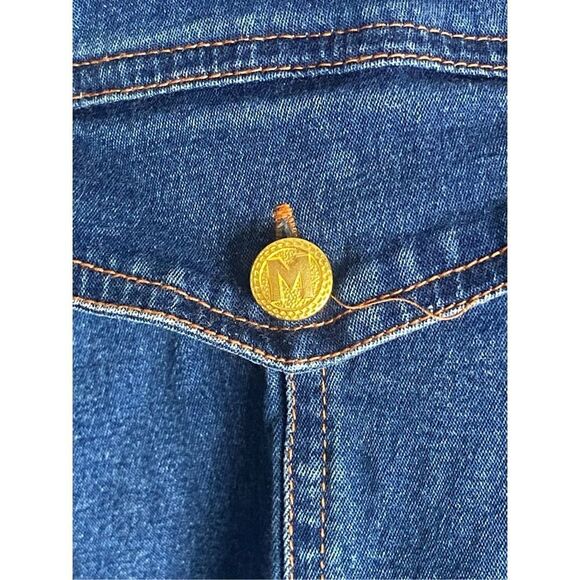 Bob Mackie Wearable Art Womens Blue Embroidered Button Down Denim Jacket Large - Picture 4 of 7